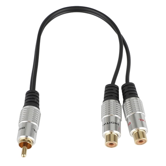 2 RCA Female to 1 Male Phono Splitter Y Adapter Cable/Lead-T Subwoofer Audio Sub,Black