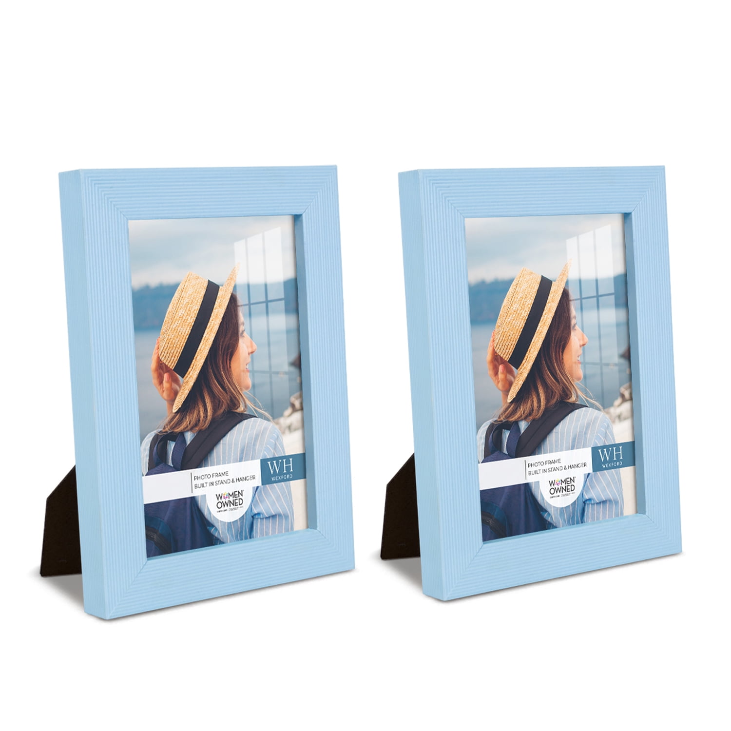Grooved 4 in. x 6 in. Blue Picture Frame (Set of 2)