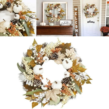 

Fall Deals! Fall Wreath Pumpkin Berry Wreath Autumn Door Decoration Thanksgiving Wreath Halloween Wreath Farmhouse Fall Decor for Front Door Porch