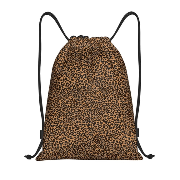 Kuqiui Leopard Print Drawstring Backpack Drawstring Bags,Draw String Back Bag Drawstring Bags for Sports,Gym,Travel,Swimming,Beach