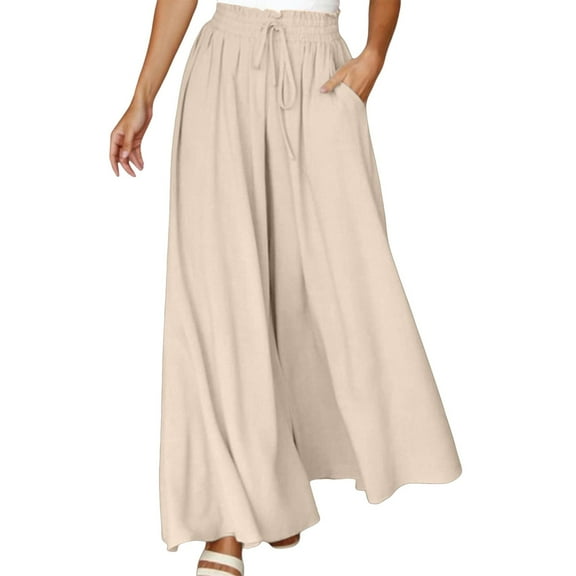 DuoJiaJ Women Wide Leg Pants High Waisted Yoga Pants Hippie Pants Boho Beach Plus Size Palazzo Pants High Waisted Casual Pants