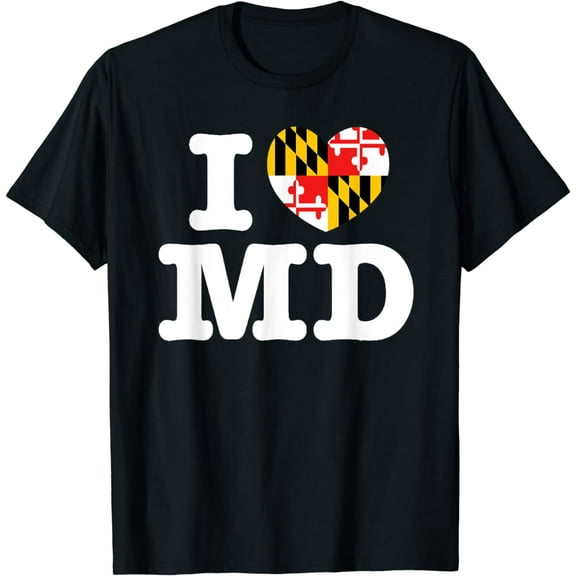 I Love Maryland MD State Flag Heart Baltimore Hon Ocean City T-Shirt