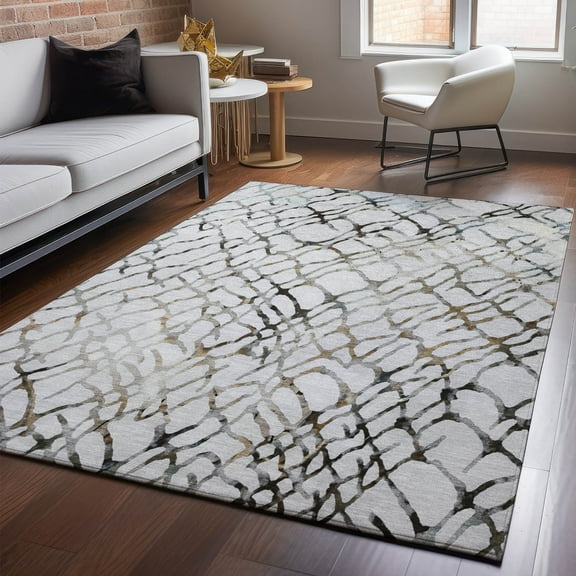 Addison Rugs Mayfield Washable Transitional Organic Silver Rectangle Rug, 10' x 14'