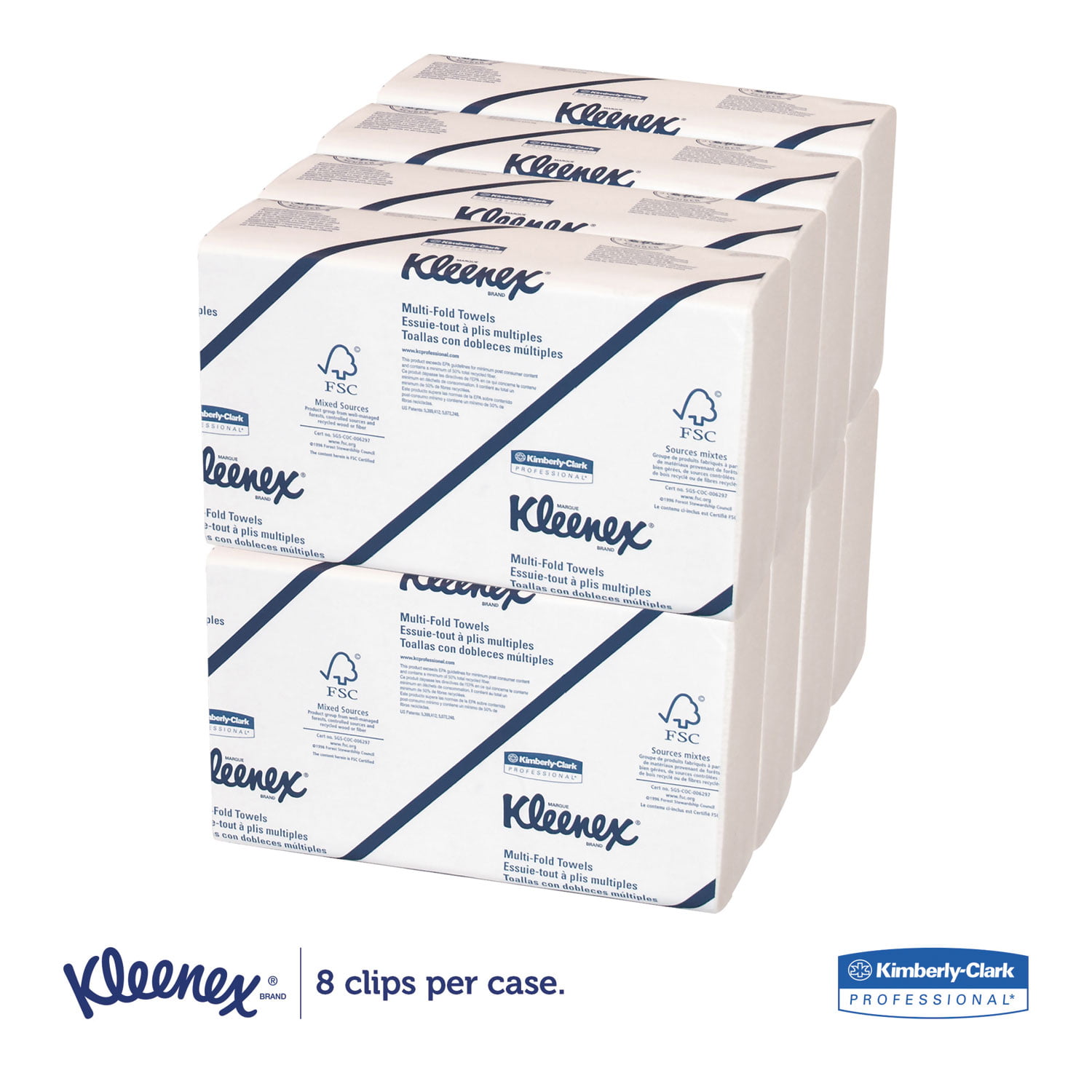 Convenience 9.2x9.4" Kleenex 02046 Multi-Fold Paper Towels 150 Towels White 