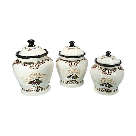 Gift Canister - D'Lusso Designs Three Piece Ceramic Canister Set Cucina Italiana Design