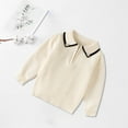 thumbnail image 2 of Likimi Toddler Kids Girls Sweater Solid Color Long Sleeve Lapel Pullover Tops Casual Comfortable Soft Fall Winter Clothes Size 6-7 Years White, 2 of 4