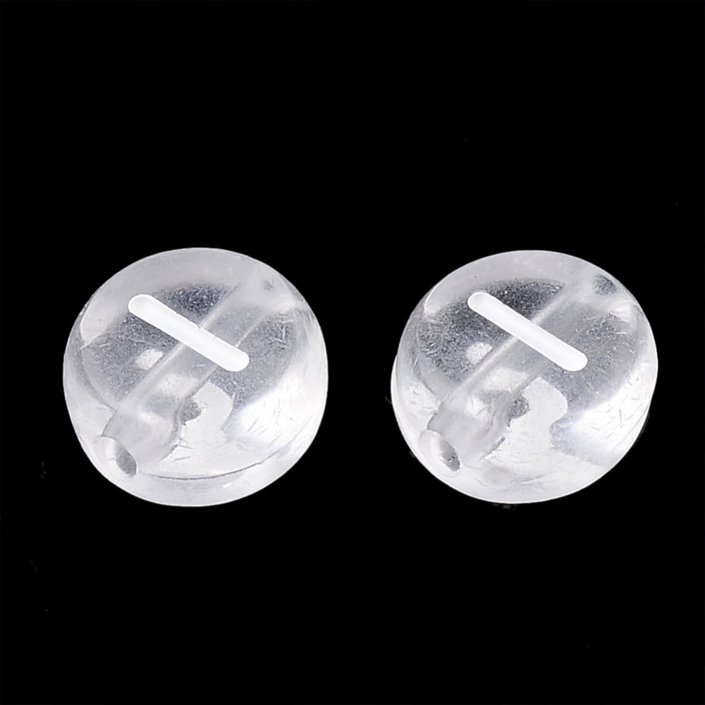 Transparent Acrylic Beads Horizontal Hole Mixed Letters Flat Round Clear 7x4mm Hole: 1.5mm 3700pcs/500g
