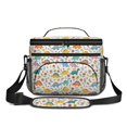 thumbnail image 2 of Dinosaur and Flower White Pattern Insulated Lunch Box for Women Men, Medium Leakproof Cooler Bag with Adjustable Strap, 10"x6.7"x8", 2 of 6