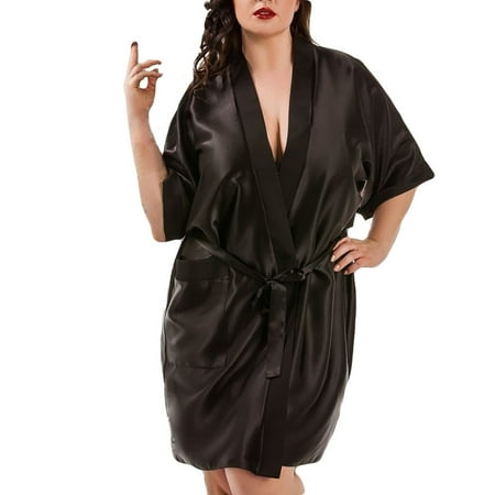 SXcggal Women Satin Dressing Gown Plus Size Lingerie Bride Children Robe Fashionable Breathable Women Nightgown