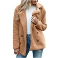 thumbnail image 2 of Homenesgenics Womens Plus Size Womens Ladies Warm Jacket Winter Solid Turn Coat Down Collar Lambswoo Outerwear, 2 of 9