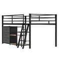 thumbnail image 2 of Ktaxon Twin Low Loft Bed with Storage, Metal Frame with LED Lights, Reversible Ladder and Toy Basket, Black, 2 of 7
