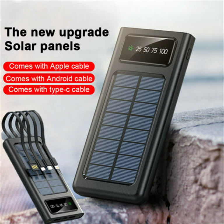 Foldable Solar Power Bank 20000mAh with 3 Solar Panel Qi Wireless