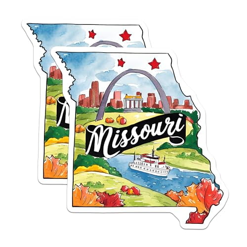 (2 Pack) Missouri State Magnets - Travel Souvenir - State Map Magnet Decor for Home Kitchen Office - 5" On Longest Side - for Cars, Fridges, Toolboxes - Made in USA - MAG6269