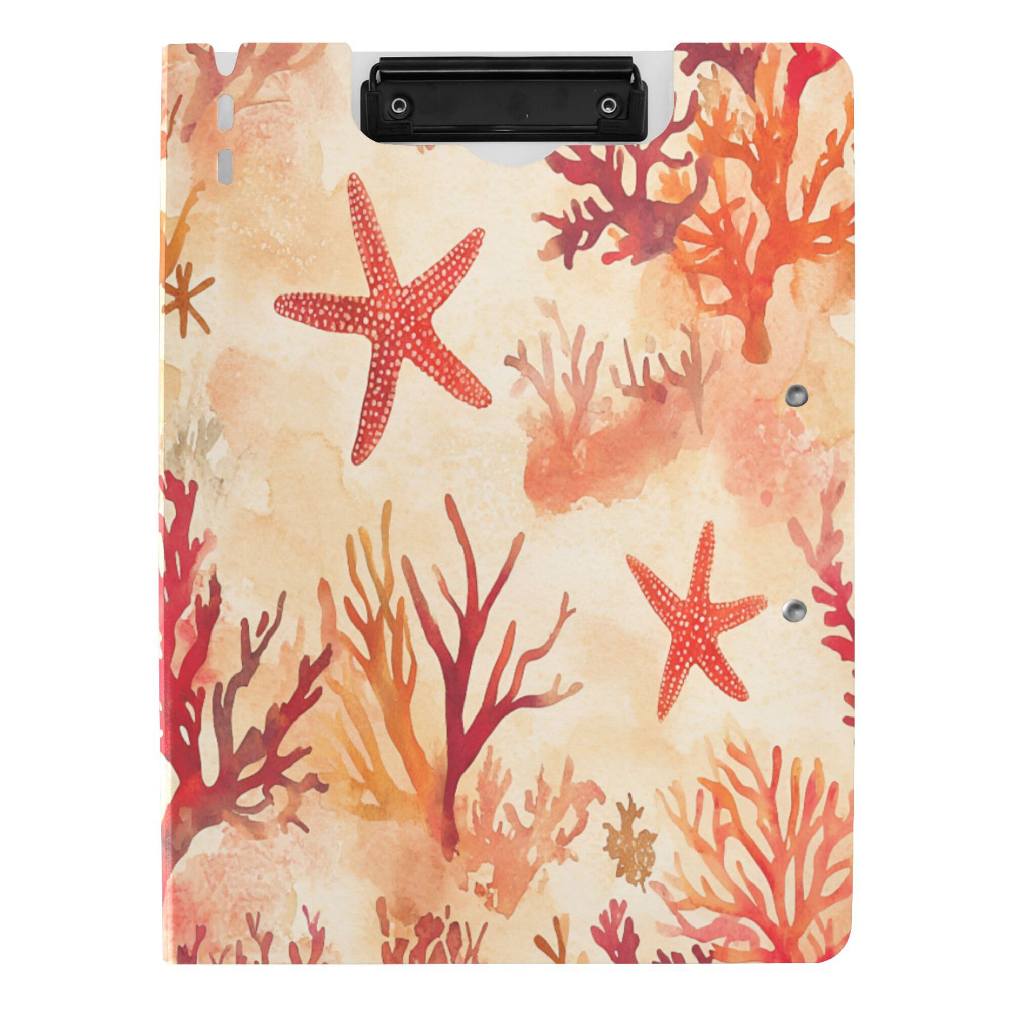 FORMRS A4 Clipboard Folder with Pen Holder Horizontal Foldable School Office Binder, Red Starfish