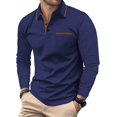 thumbnail image 1 of AIR-Mens Casual Polo Shirts Classic Button Basic Shirt Color Block Cotton Tees Stylish Tops, 1 of 4