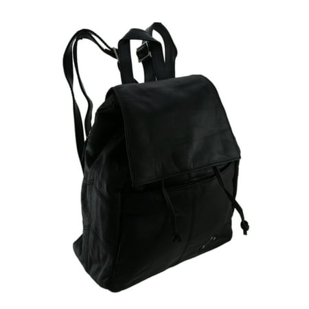 Drawstring Hobo Bag - Black Lambskin Leather Drawstring Backpack Purse