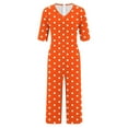 thumbnail image 5 of Yghzkop Women's Jumpsuit Polka Dot Print V Neck Short Sleeve Back Zipper Side Pockets Elastic Waist Summer Travel Outfit, 5 of 5