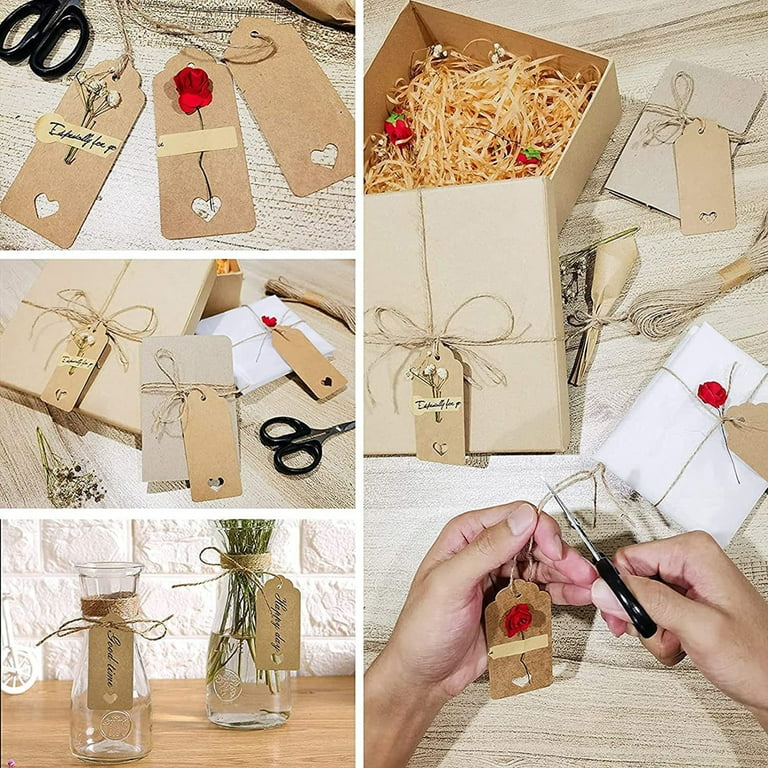 Cheers US 100Pcs /Set Kraft Paper Tags,Tags with String,Party