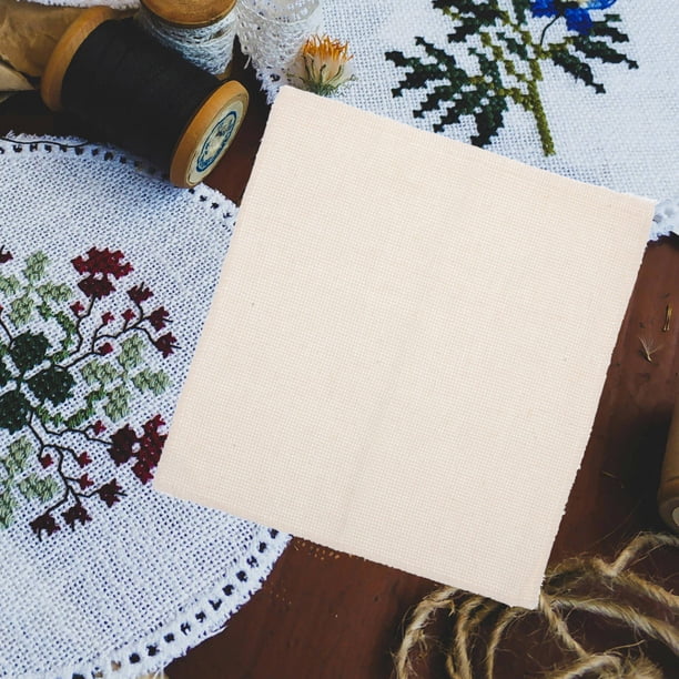 SHOWERORO 4Ud Tela De Lino Beige Para Bordado DIY Gridding Con Marco Para Aguja Punch Manualidades