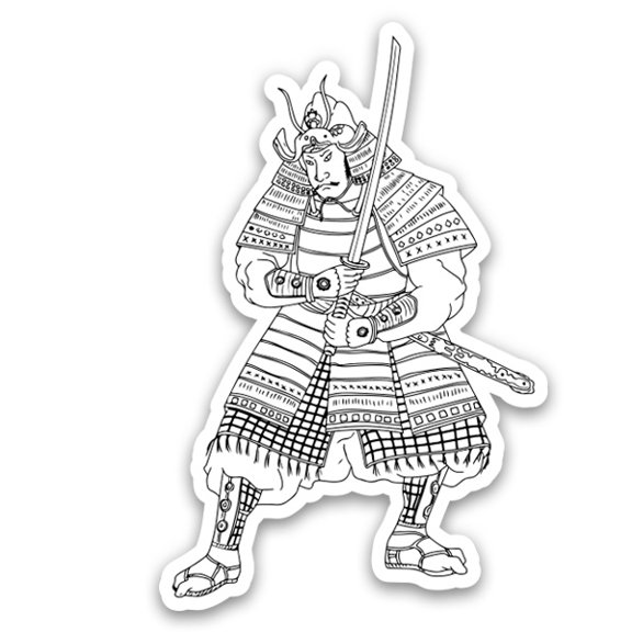 Samurai Japanese Warrior - 5" Vinyl Sticker - For Car Laptop I-Pad - Waterproof Decal