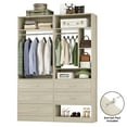 thumbnail image 3 of Homieasy 63.2" L X 39.2" W X 80" H Corner Closet System,Freestanding Closet Organizer System With 2 Drawers & 12 Shelves,Sturdy Walk in Closet System for Bedroom, Entryway, Modern,White Oak, 3 of 7