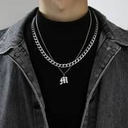 Punk Friends Gift Sweater chain Couple Necklace Thick Chain Men Women Titanium Steel Necklace Men Clavicle Chain Korean Style Necklace Cuban Letter Necklace M