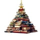 thumbnail image 1 of Adorno navideño de acrílico plano 2D con forma de árbol para libros, estantería, decoración para árbol de Navidad, adornos colgantes novedosos, adornos apilados con libros., 1 of 6