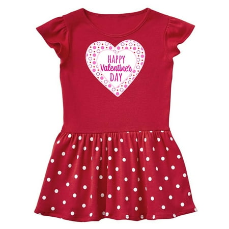 

Inktastic Happy Valentine s Day Pink Hearts and Dots Gift Toddler Girl Dress