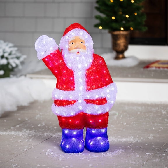Northlight LED Lighted Waving Santa Claus Commercial Grade Acrylic Outdoor Christmas Decoration - 2'
