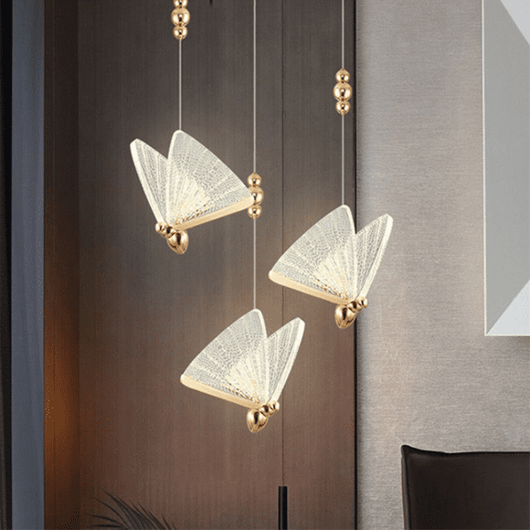Pendant Lights Butterfly Model Chandeliers Lamp Indoor Lighting Home Decor Bedside Bar Chandelier Duplex Staircase Ins,A