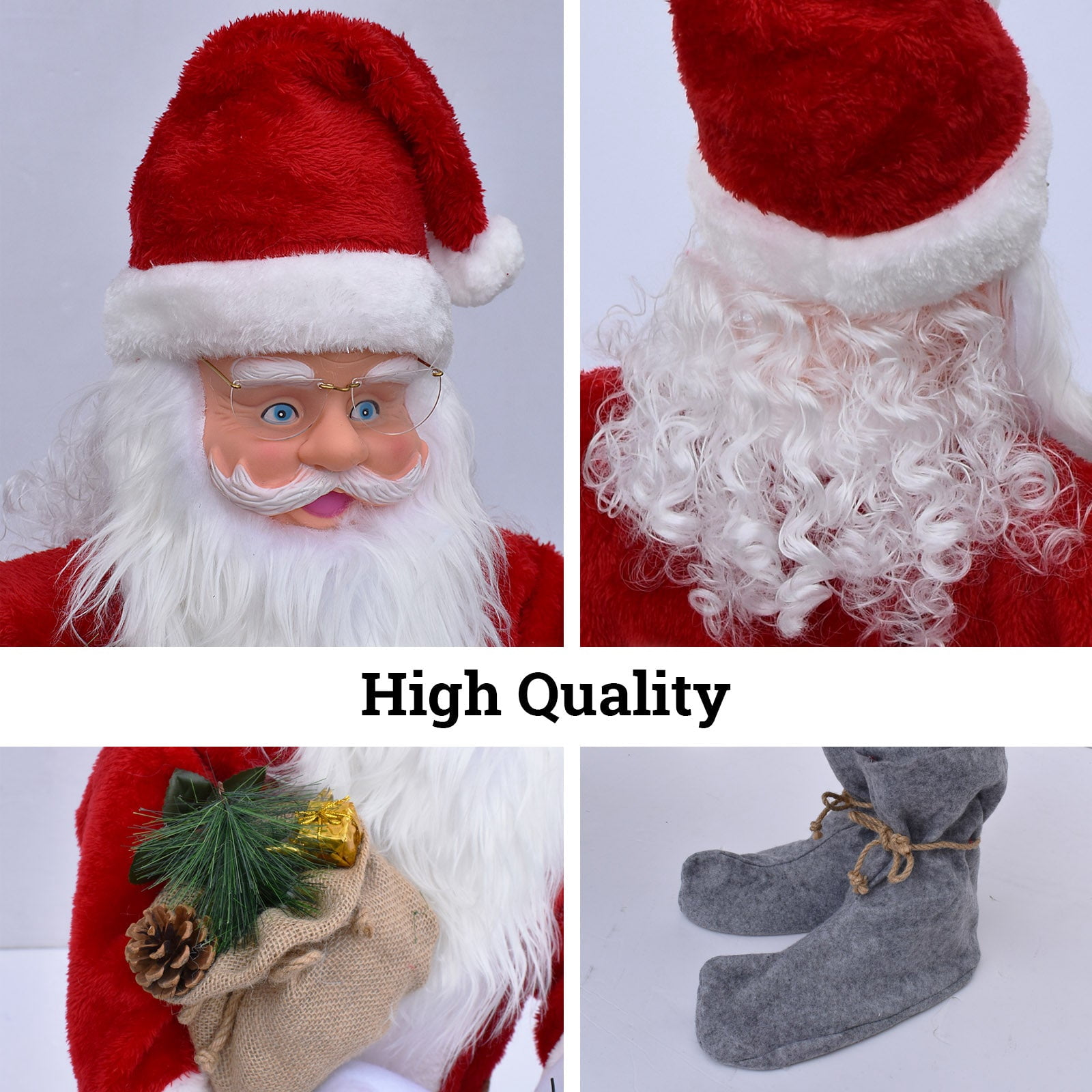 SUNNYOUTDOOR Christmas Singing Moving Santa Claus Xmas Toy Electric Music Doll Ornament with Lighting Handheld Lamps