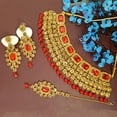 thumbnail image 2 of Efulgenz Indian Jewelry Kundan Crystal Choker Necklace Earrings Maang Tikka Head Chain Bollywood Wedding Bridal Set, 2 of 5