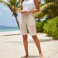 thumbnail image 2 of JJHGVB Bermudas Shorts for Women Summer Shorts Lounge Shorts High Waisted Gauze Shorts Knee Length Wide Leg Casual Summer Beach Pants Flowy Shorts Summer Trendy Elastic Wais Women’s Beige L, 2 of 9