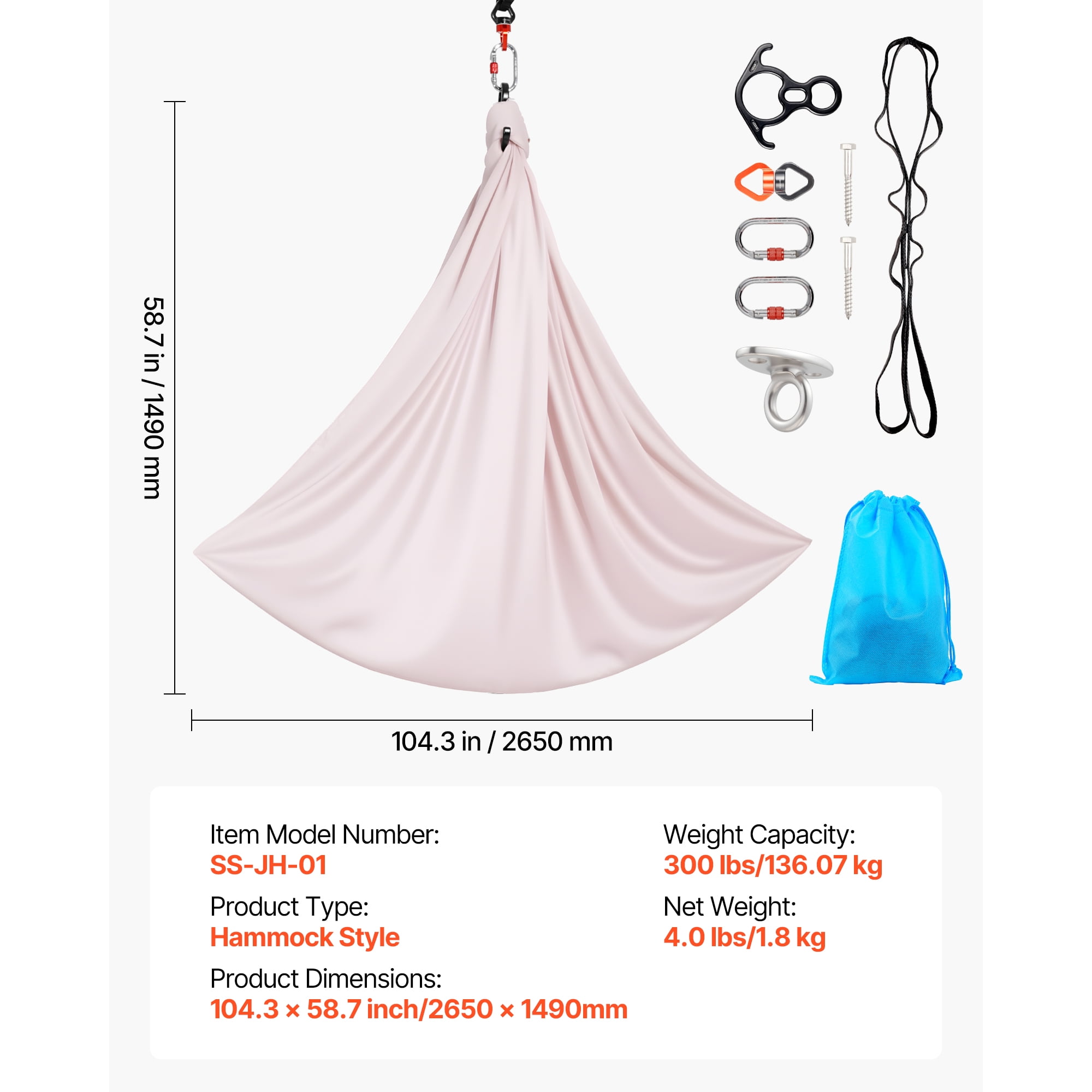 KFFKFF Aerial Yoga Hammock, 300 lbs Capacity, Nylon Fabric Swing with PE Zipper Bag, Ideal for Parent-Child Activities, Muscle Strengthening, and Yoga Practice