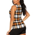 thumbnail image 3 of Fotbe Orange Plaid Womens Loose Fit Casual Flowy Slim-Fit Tank Tops Athletic Round Neck Trendy Sleeveless Summer Tops for Gym and Yoga-, 3 of 7