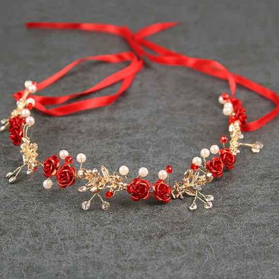 DINHEAROM Glamorous Design Headband Red Rhinestone 1 Guests