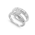 thumbnail image 1 of Round Center with Round & Baguette Stones Cubic Zirconia Wedding Set Ring Sterling Silver 925, 1 of 2