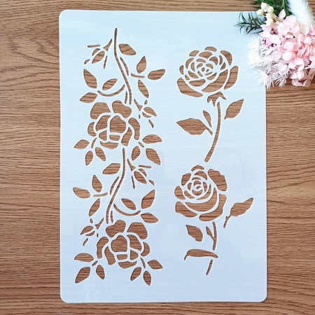 Rose Flower Layering Stencils for Painting on Wall Floor Wood Canvas Paper Fabric – A4 Size Reusable Flower Leaves Painting Templates for DIY Art Craft Scrapbook and Home Decoration (8.3×11.7inch) Rose Flower Layering Stencils for Painting on Wall Floor Wood Canvas Paper Fabric – A4 Size Reusable Flower Leaves Painting Templates for DIY Art Craft Scrapbook and Home Decoration (8.3×11.7inch)