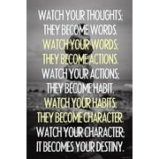Watch Your Thoughts Motivational Inspirational Buddha Quote Rock Poster 12x18  inch
