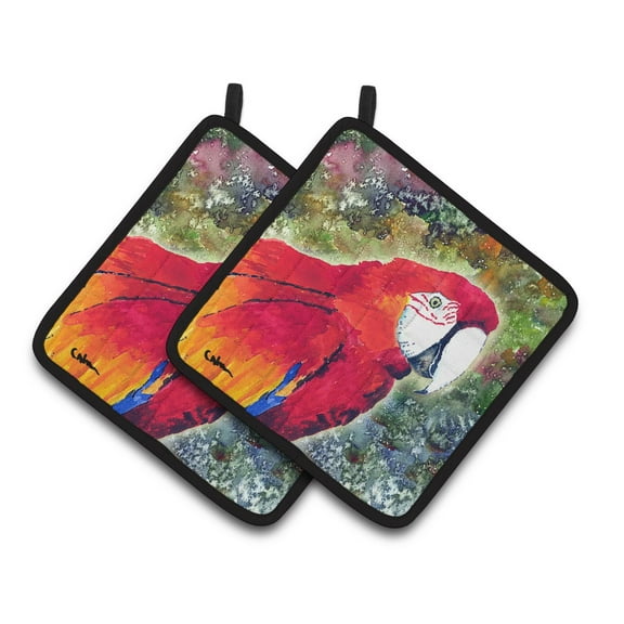Carolines Treasures 8603PTHD Parrot Parrot Head Pair of Pot Holders , 7.5HX7.5W, multicolor