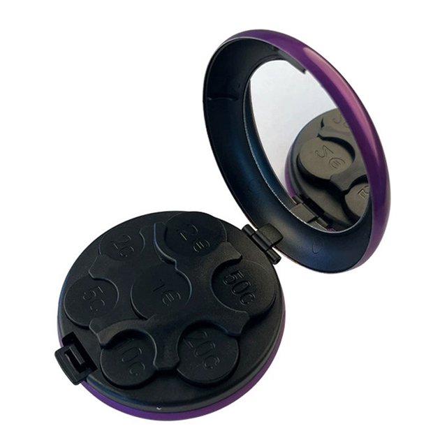 Coin Organizer with 7 Slots Large Capacity Built-in Mirror Compact Design Portable Travel Yen Coin Organizer Dispenser