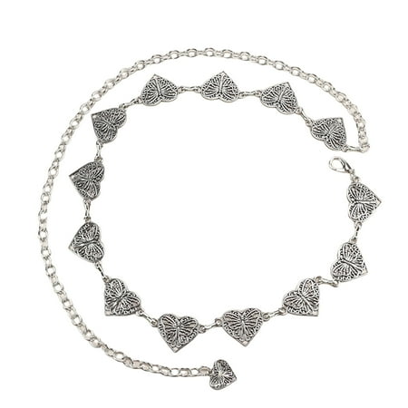 

Canis Women Metal Waist Chain Butterfly Heart Flower Pendant Waistband