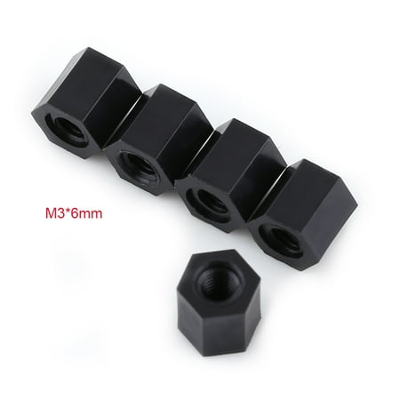 

clearance 100Pcs Black PA66 M3 Female x M3 Female Hex Threaded Spacer Standoff (M3*6)