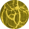 thumbnail image 1 of Ahgly Company Machine Washable Indoor Round Abstract Yellow Contemporary Area Rugs, 5' Round, 1 of 4