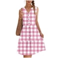 thumbnail image 4 of Qiopertar Women's Summer V-Neck Beach Dress Sleeveless Button-Up Long Dress Casual Boho Floral Print Maxi Dress with Pockets, Pink L, 4 of 7