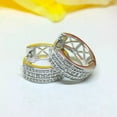 thumbnail image 2 of Men's 14K White Gold Plated Sterling Silver Huggie Hoop Earrings with Cubic Zirconia – Hypoallergenic & Stylish, 2 of 2