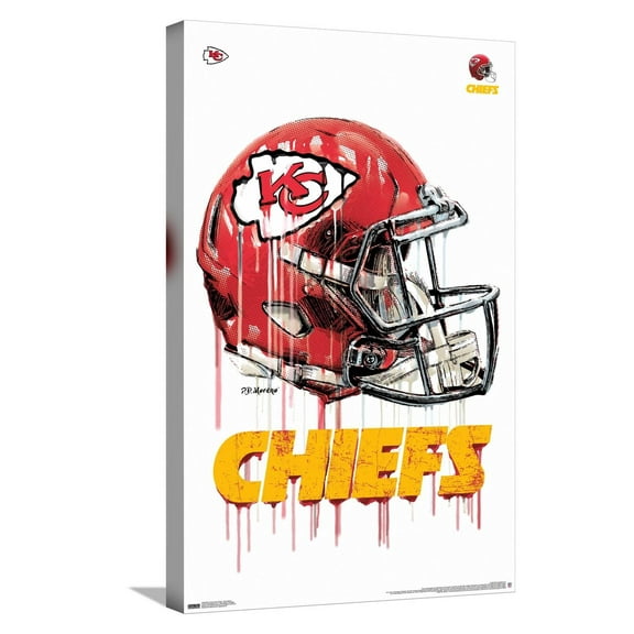 NFL Kansas City Chiefs - Drip Helmet 20 Canvas Wall Poster, 14.725" x 22.375"