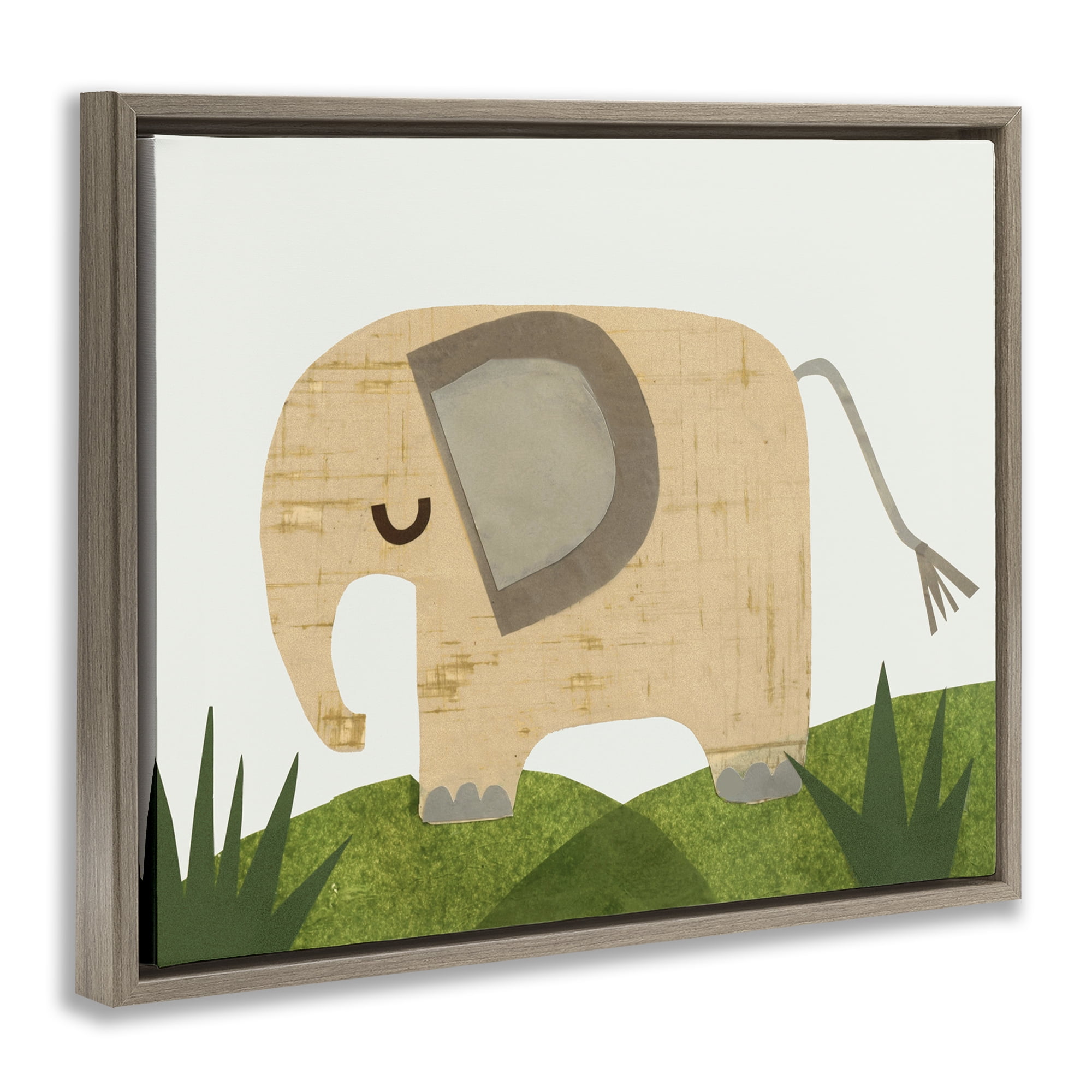 Stupell Industries Cozy Corner Elephant Animals & Insects Painting Brown Floater Framed Art Print Wall Art, 21 x 17