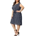 thumbnail image 4 of Agnes Orinda Women's Plus Size Dress Self Tie Waist Sleeveless Summer Floral Midi Dresses, 4 of 6