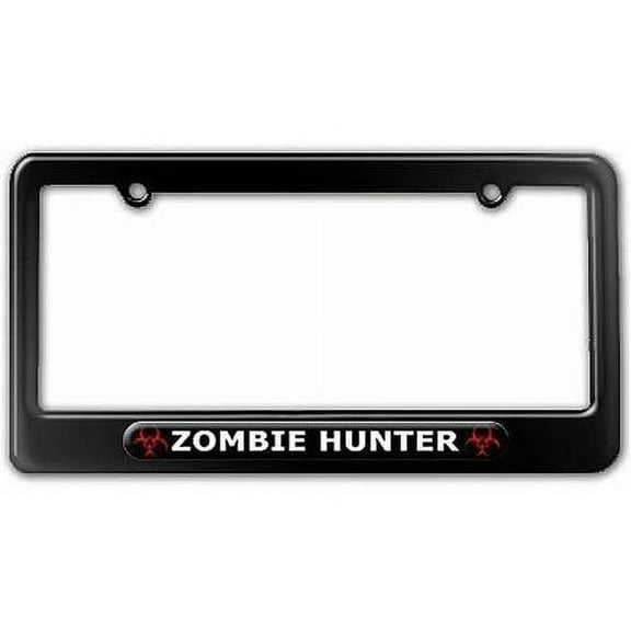 ZOMBIE HUNTER, Biohazard License Plate Tag Frame, Multiple Colors